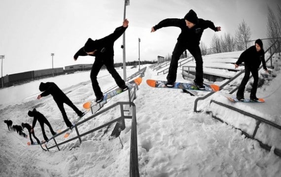 Snowboard. Rail. Gap. Clear. Freestyle. Training. Evolve
