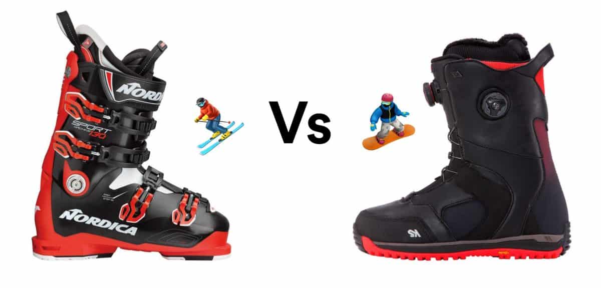 Ski boot vs. snowboard boot.